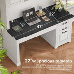 Itaar | 47.2 Inch Farmhouse Computer Desk with Hutch and 3 Drawers
