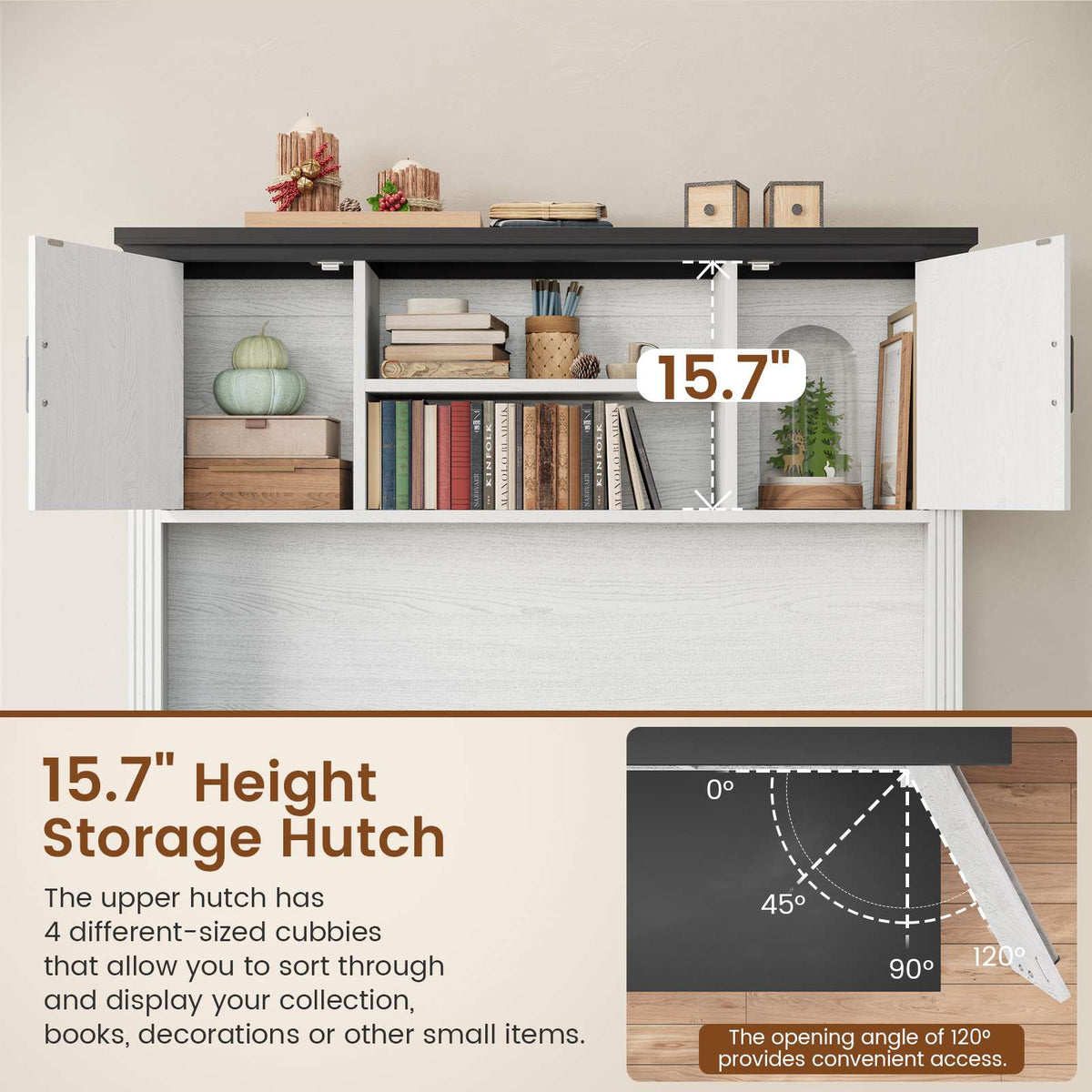 Itaar | 47.2 Inch Farmhouse Computer Desk with Hutch and 3 Drawers