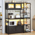 Itaar | Bakers Rack with Power Outlet and LED Light 45.3 Inch Farmhouse Coffee Bar Cabinet Kitchen Microwave Stand with Storage
