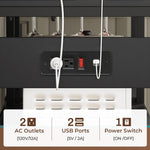 Itaar | Bakers Rack with Power Outlet and LED Light 45.3 Inch Farmhouse Coffee Bar Cabinet Kitchen Microwave Stand with Storage