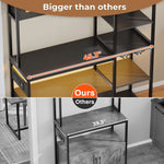 Itaar | Bakers Rack with Power Outlet and LED Light 45.3 Inch Farmhouse Coffee Bar Cabinet Kitchen Microwave Stand with Storage