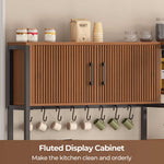 Itaar | Bakers Rack with Power Outlet and LED Light 45.3 Inch Farmhouse Coffee Bar Cabinet Kitchen Microwave Stand with Storage