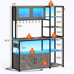 Itaar | Bakers Rack with Power Outlet and LED Light 45.3 Inch Farmhouse Coffee Bar Cabinet Kitchen Microwave Stand with Storage