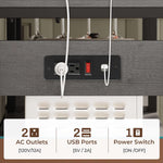 Itaar | Bakers Rack with Power Outlet and LED Light 45.3 Inch Farmhouse Coffee Bar Cabinet Kitchen Microwave Stand with Storage