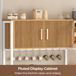 Itaar | Bakers Rack with Power Outlet and LED Light 45.3 Inch Farmhouse Coffee Bar Cabinet Kitchen Microwave Stand with Storage