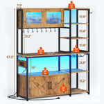 Itaar | Bakers Rack with Power Outlet and LED Light 45.3 Inch Farmhouse Coffee Bar Cabinet Kitchen Microwave Stand with Storage