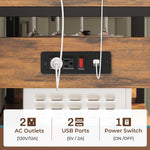 Itaar | Bakers Rack with Power Outlet and LED Light 45.3 Inch Farmhouse Coffee Bar Cabinet Kitchen Microwave Stand with Storage