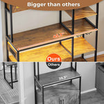 Itaar | Bakers Rack with Power Outlet and LED Light 45.3 Inch Farmhouse Coffee Bar Cabinet Kitchen Microwave Stand with Storage