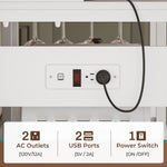 Itaar | Bakers Rack with Power Outlet and LED Light 45.3 Inch Farmhouse Coffee Bar Cabinet Kitchen Microwave Stand with Storage