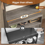 Itaar Bakers Rack with Power Outlet  LED Lights 67.6 Inch Tall Kitchen Pantry Cabinet Glass Display Hutch with Hooks